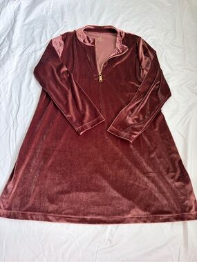 Spartina 449 Nora Velvet Half-Zip Dress - Bordeaux - Size XXL